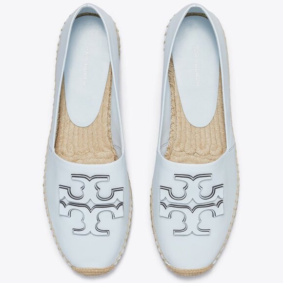 Tory Burch $228 Ines Espadrille Flats Pale Icy Blue Leather 9.5 10 - Picture 2 of 8